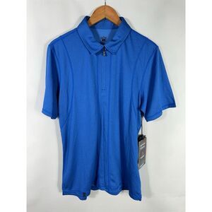 NWT QOR Men's‎ Medium Royal Blue 1/4 Zip Short Sleeve Polo Shirt